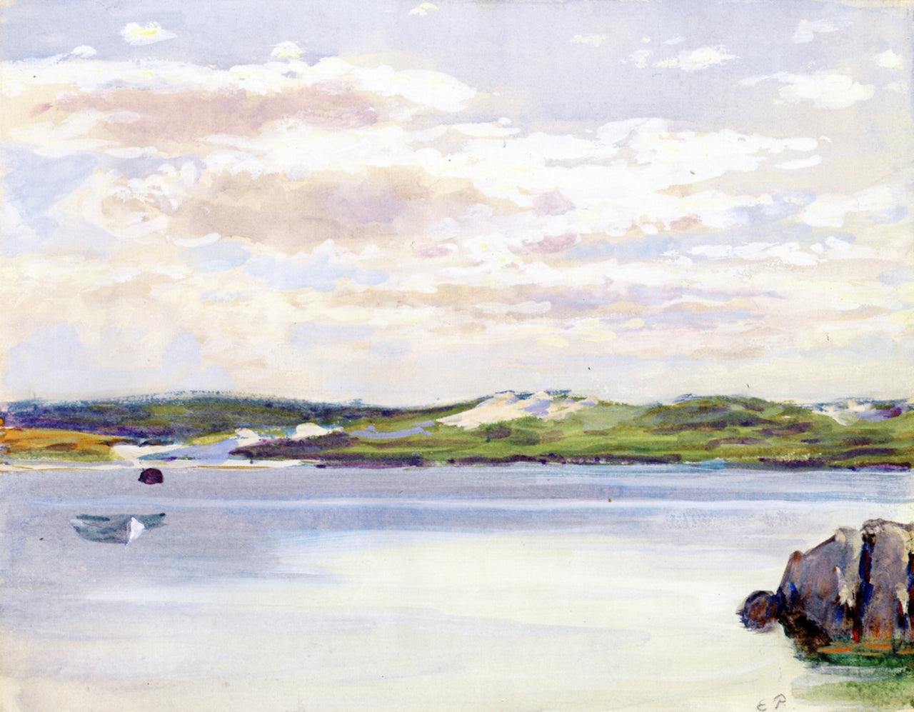 Across Squam River, vintage artwork by Edward Henry Potthast, 12x8" (A4) Poster