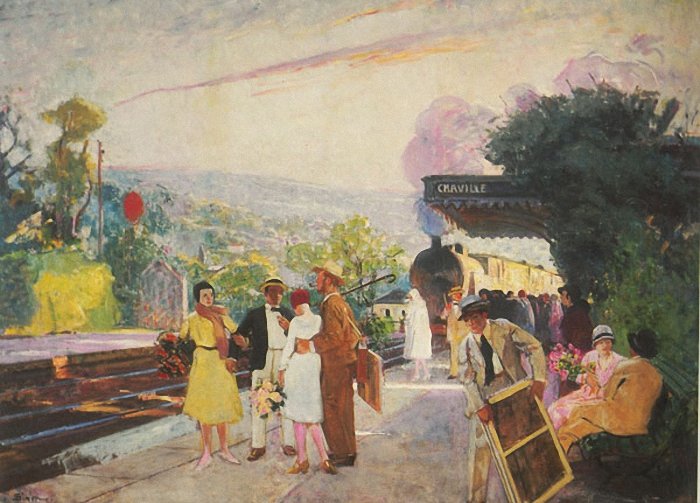 Atelier aux champs, la gare de Chaville by Lucien Simon,A3(16x12")Poster