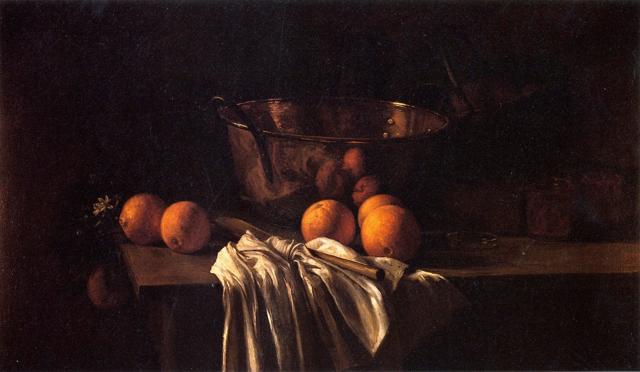 Still Life with Oranges and Marmalade, vintage artwork by Fannie Eliza Duvall, 12x8" (A4) Poster