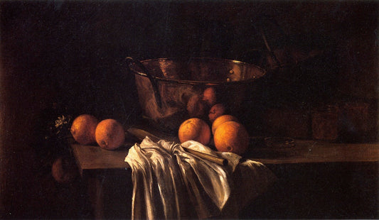 Still Life with Oranges and Marmalade, vintage artwork by Fannie Eliza Duvall, 12x8" (A4) Poster