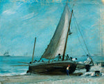 Brighton Beach with Fishing Boat and Crew, vintage artwork by John Constable, 12x8" (A4) Poster