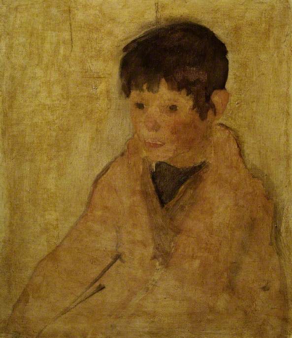 Bust of a Small Boy in a Red Coat, vintage artwork by Jean-Louis Forain, 12x8" (A4) Poster