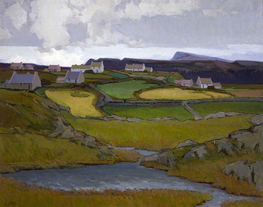 Farmlands, Donegal, vintage artwork by Hans Iten, 12x8" (A4) Poster