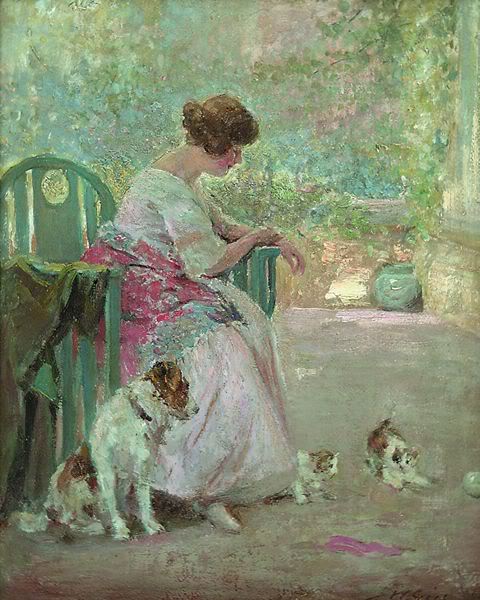 Playful Pets, vintage artwork by Joseph W. Gies, 12x8" (A4) Poster