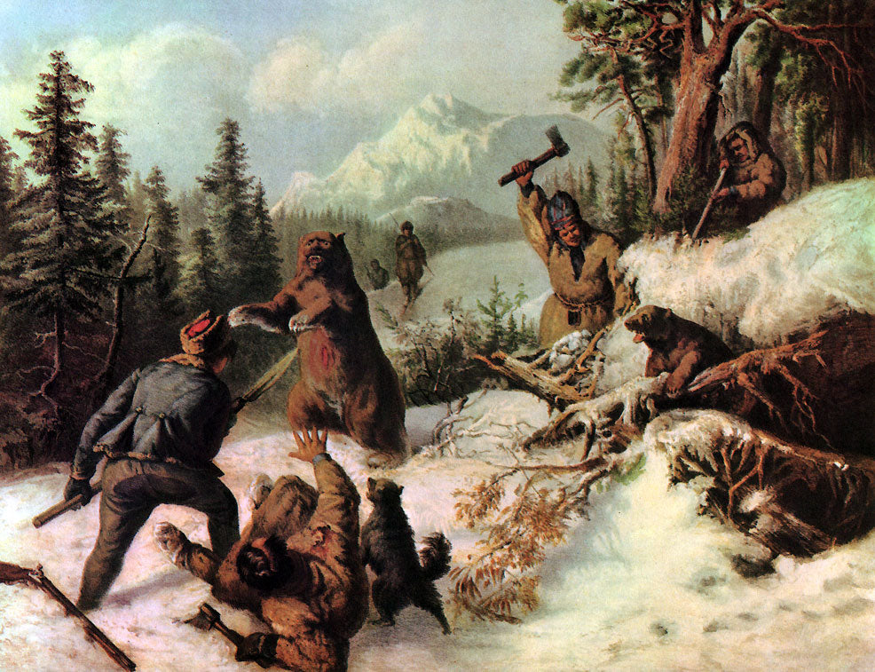 Bear Hunt, vintage artwork by Josef Wilhelm Wallander, 12x8" (A4) Poster