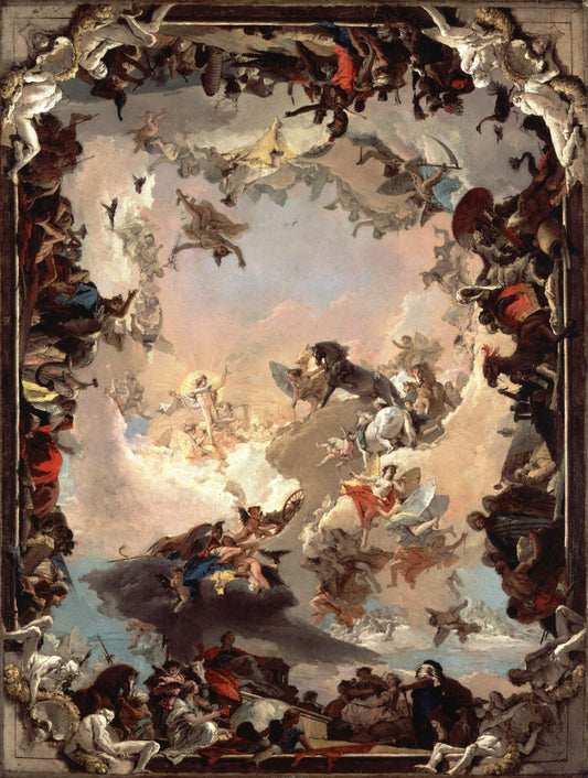 Study for Allegory of the Planets and Continents, vintage artwork by Giovanni Battista Tiepolo, 12x8" (A4) Poster
