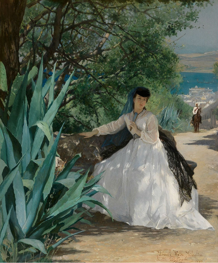 Lover's Walk, vintage artwork by Gustave-Leonard de Jonghe, 12x8" (A4) Poster