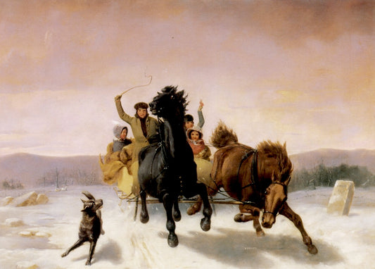 Sleighing, vintage artwork by William Tylee Ranney, A3 (16x12") Poster Print