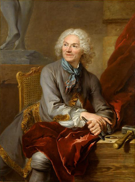Portrait of Sculptor Jean Louis Lemoyne, vintage artwork by Louis Tocque, 12x8" (A4) Poster