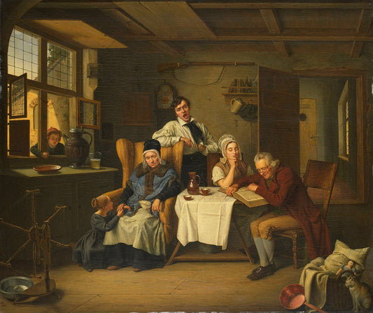 Bible Reading, vintage artwork by Eduard Pistorius, A3 (16x12") Poster Print