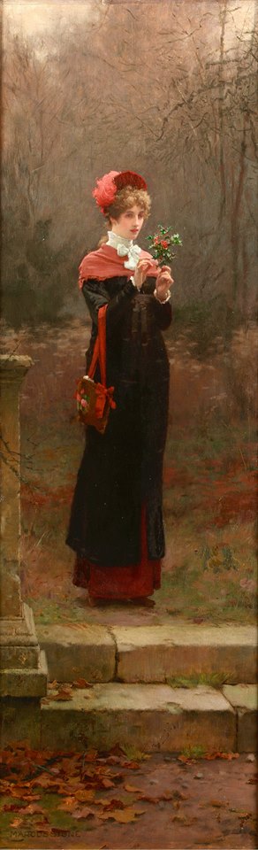 Winter berries, vintage artwork by Marcus Stone, 12x8" (A4) Poster