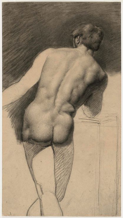 Male Nude Seen from Rear, vintage artwork by Alfred Émile Leopold Stevens, 12x8" (A4) Poster
