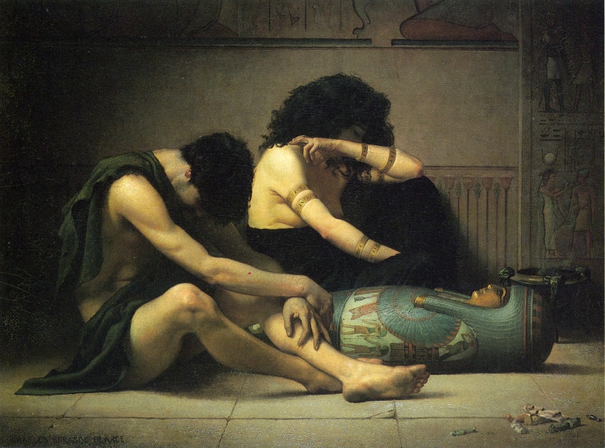 Lamentation Over the Death of the First-Born of Egypt, vintage artwork by Charles Sprague Pearce, 12x8" (A4) Poster