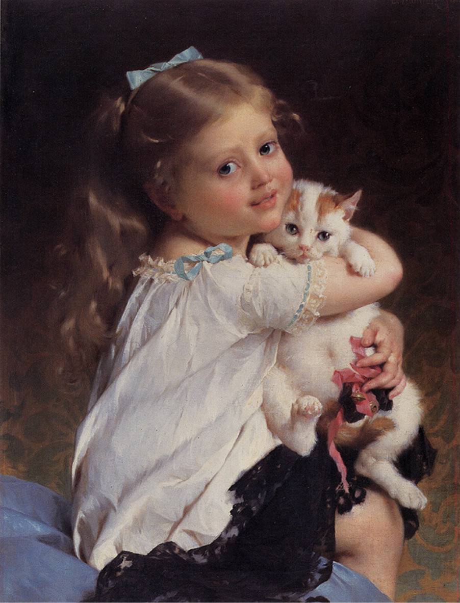 Her Best Friend, vintage artwork by Émile Munier, 12x8" (A4) Poster