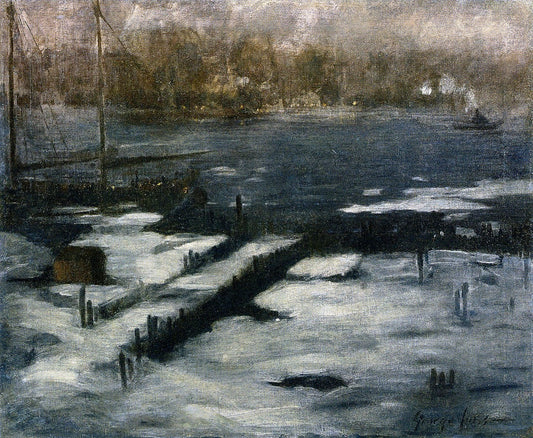 The North River, New York, vintage artwork by George Luks, 12x8" (A4) Poster