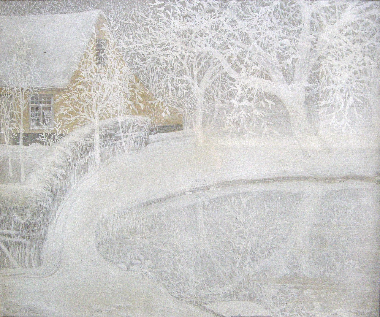 Garden in the Snow, vintage artwork by Constant Montald, 12x8" (A4) Poster
