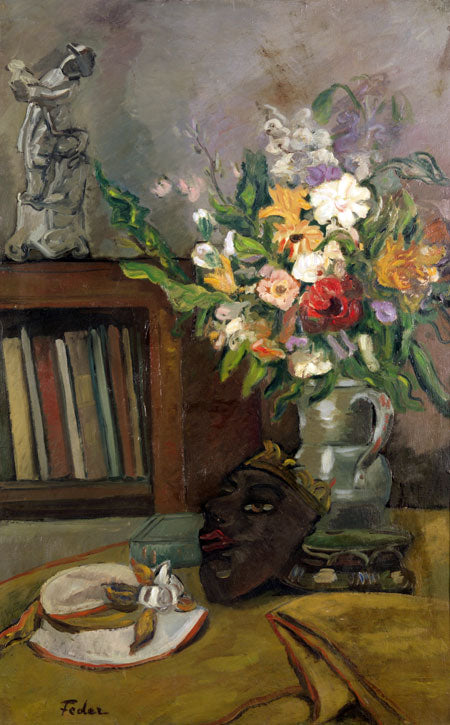 Still Life with Flowers and a Mask by Adolphe Feder,16x12(A3) Poster