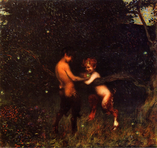 Glow Worms, vintage artwork by Franz von Stuck, 12x8" (A4) Poster