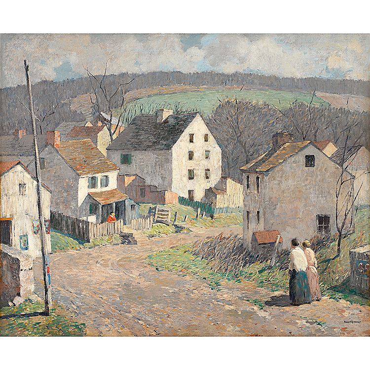 The Little Village, vintage artwork by Robert Spencer, 12x8" (A4) Poster