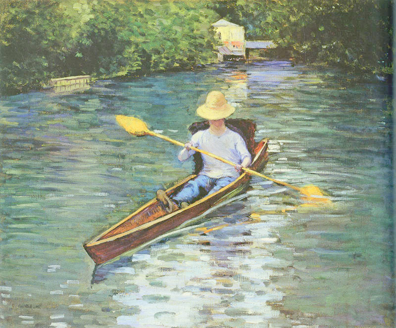 Canoe on the Yerres River, vintage artwork by Gustave Caillebotte, 12x8" (A4) Poster