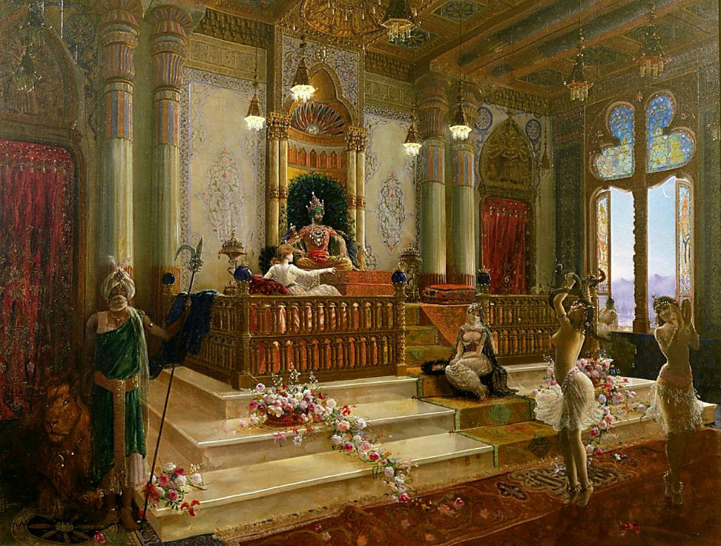Harem Scene, vintage artwork by Charles Albert Pesnelle, 12x8" (A4) Poster