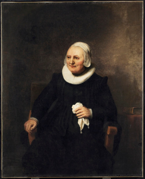 Portrait of a Seated Woman with a Handkerchief, vintage artwork by Carel Fabritius, 12x8" (A4) Poster