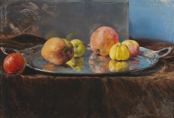 Apples and Quinces on a Silver Tray by Georgios Jakobides,A3(16x12")Poster