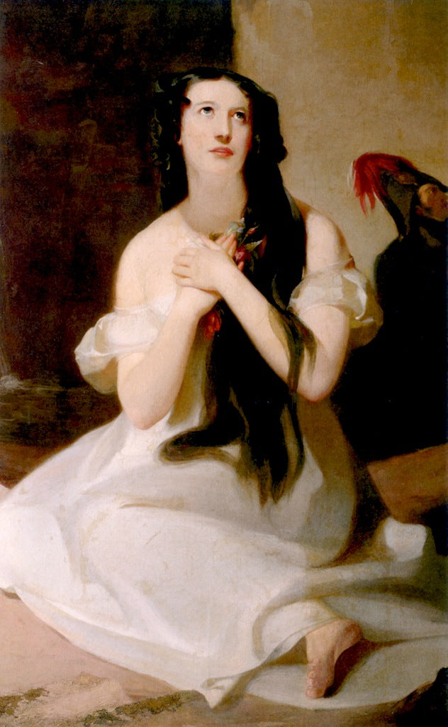 Mary Ann Paton Wood in the Role of Amina in , vintage artwork by Thomas Sully, 12x8" (A4) Poster