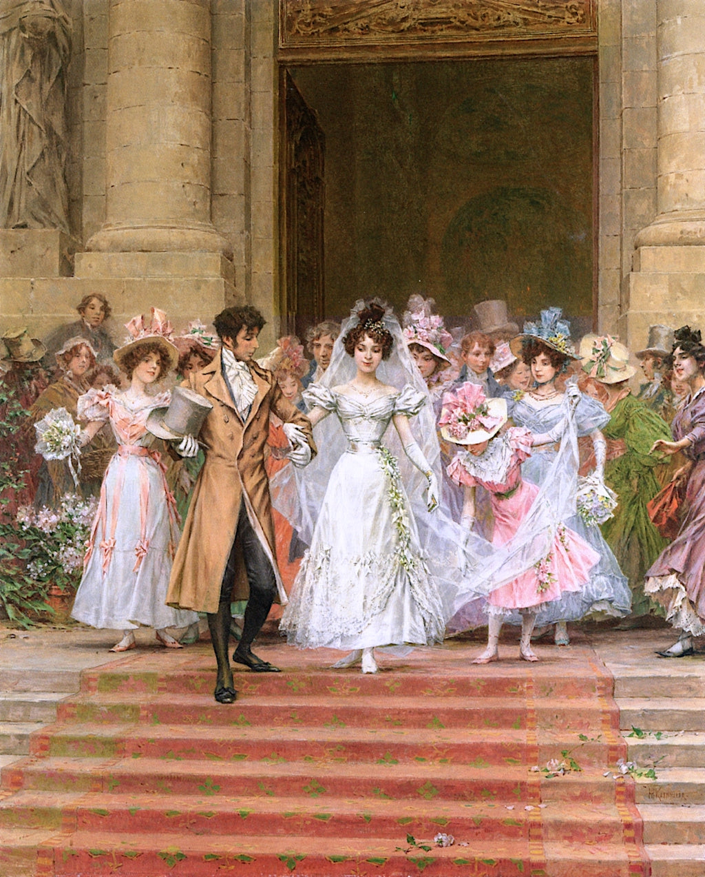 The Wedding, Church of St. Roch, Paris, vintage artwork by Frederik Henrdik Kaemmerer, 12x8" (A4) Poster