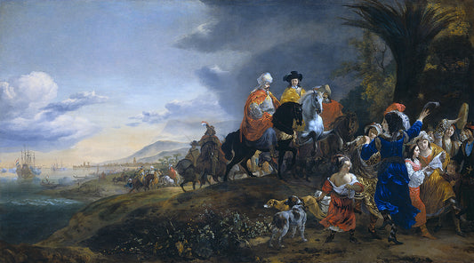 The Dutch Embassy to Isfahan (Persia) in 1651-52 led by  Johannes Cunaeus, vintage artwork by Jan Baptist Weenix, 12x8" (A4) Poster
