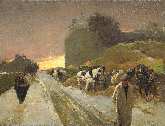 Street at Montmartre in Winter, vintage artwork by Willem de Zwart, 12x8" (A4) Poster
