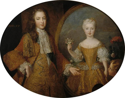 Louis XV and Infanta Mariana Victoria of Spain, vintage artwork by Alexis-Simon Belle, 12x8" (A4) Poster