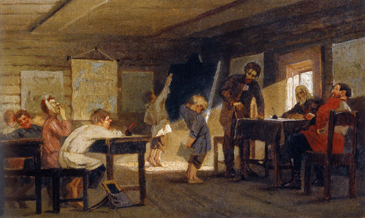 Exam at Village School, vintage artwork by Mikhail Vasilevich Nesterov, 12x8" (A4) Poster