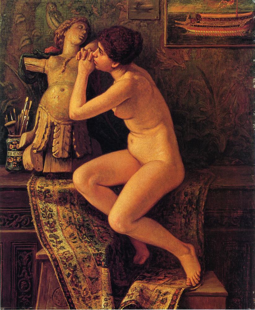 The Venetian Model, vintage artwork by Elihu Vedder, 12x8" (A4) Poster