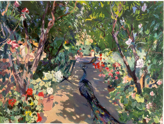 Jardín de la casa del pintor, vintage artwork by Joaquin Mir  Trinxet, 12x8" (A4) Poster