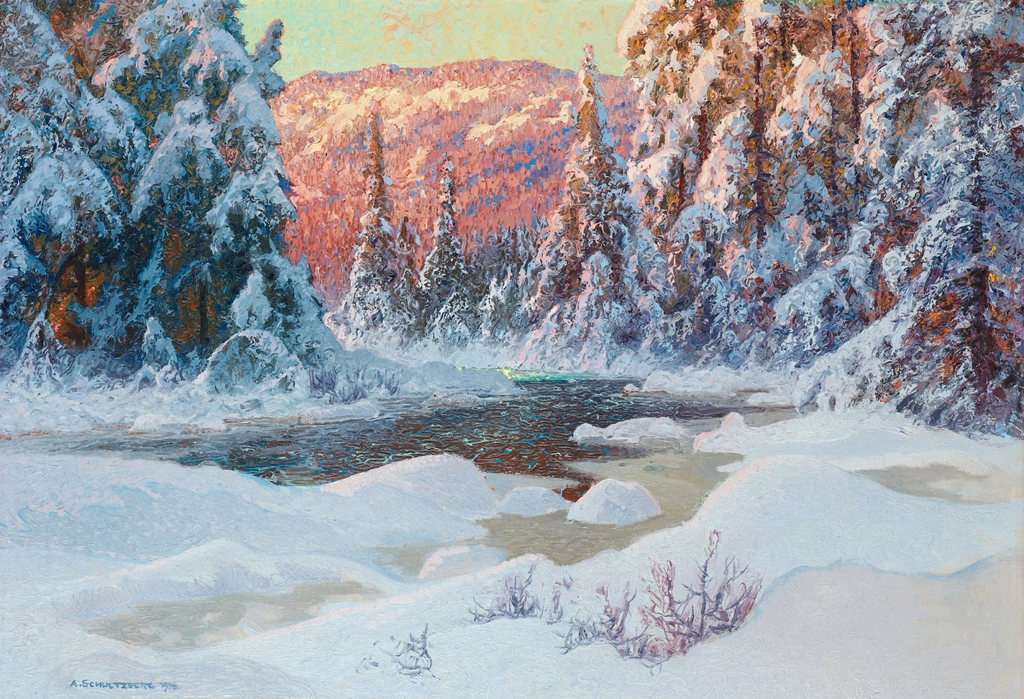 Winter Evening in the Forest by Anshelm Schultzberg,A3(16x12")Poster