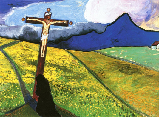 Cross in a Landscape, vintage artwork by Marianne von Werefkin, 12x8" (A4) Poster