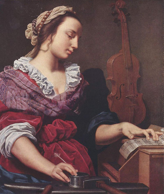 Allegoria della musica, vintage artwork by Lorenzo Lippi, 12x8" (A4) Poster