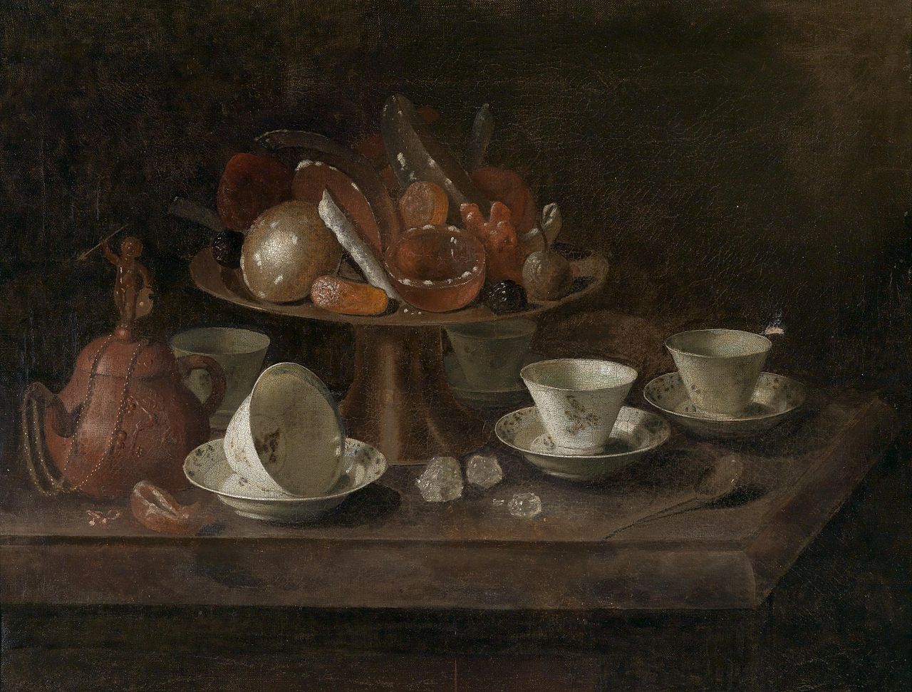 Still life with chocolate cups, vintage artwork by Pieter Gerritz. van Roestraten, 12x8" (A4) Poster