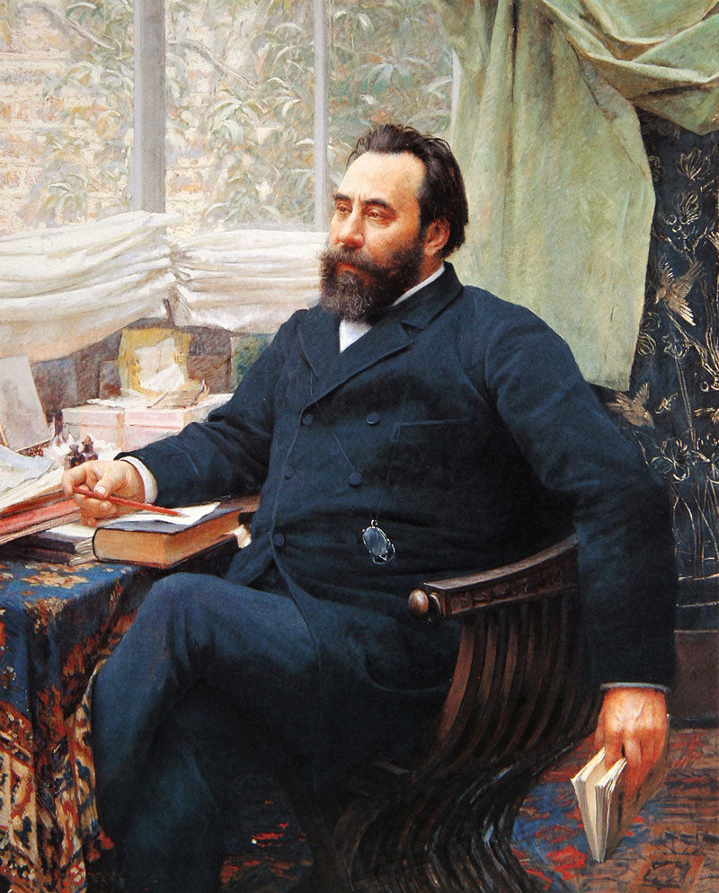 Portrait of Baltazar Bogisic, vintage artwork by Vlaho Bukovac, 12x8" (A4) Poster