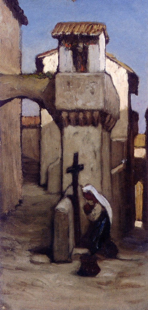 Little Shrine, Subiaco, Italy, vintage artwork by Elihu Vedder, 12x8" (A4) Poster