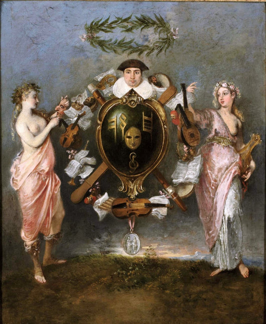 The Union of Comedy and Music, vintage artwork by Jean-Antoine Watteau, 12x8" (A4) Poster
