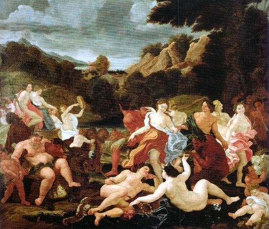 Triumph of Bacchus and Ariadne, vintage artwork by Giovanni Battista Gaulli, 12x8" (A4) Poster