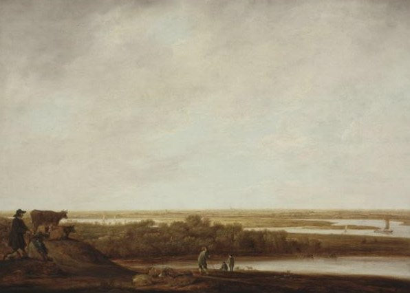 Panoramic Landscape with Shepherds, vintage artwork by Aelbert Cuyp, 12x8" (A4) Poster