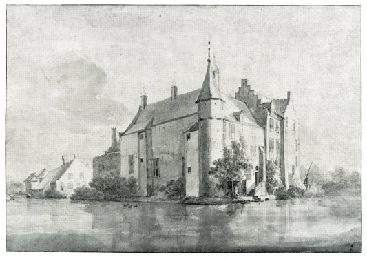 Kasteel Rijsenburg in Rijsenburg, vintage artwork by Roelant Roghman, 12x8" (A4) Poster