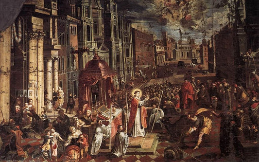 St Anthony of Padua: The Miracle of the Mule, vintage artwork by Joseph Heintz The Younger, 12x8" (A4) Poster
