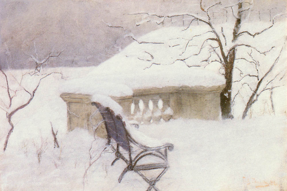 In The Elbank, Hamburg, vintage artwork by Fritz Thaulow, 12x8" (A4) Poster