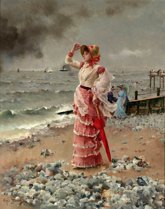 An Elegant Woman, vintage artwork by Alfred Émile Leopold Stevens, 12x8" (A4) Poster