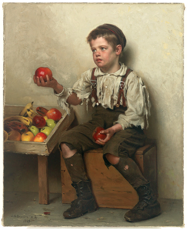 The Apple Boy, vintage artwork by John George Brown, 12x8" (A4) Poster