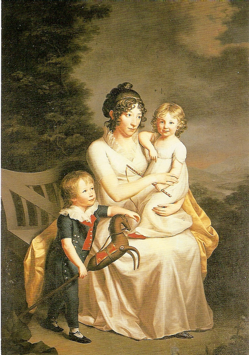 Portrait of Henriette von Heintze with her children, vintage artwork by Friedrich Carl Groger, 12x8" (A4) Poster